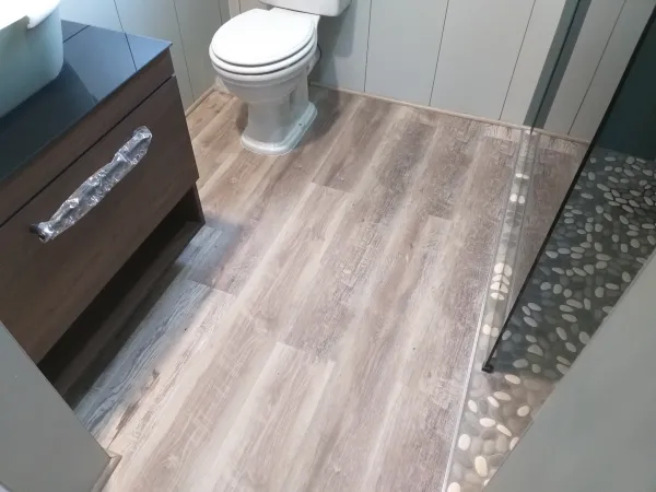 SPC Vinyl floor, Pebble shower floor.