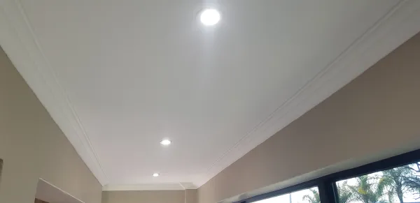 Flush Plaster ceiling, cornice & downlights