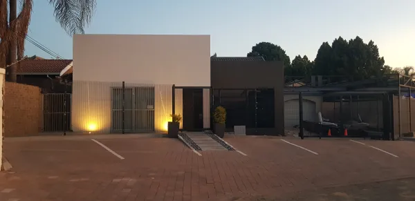 Complete building renovation after sunset.