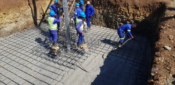 Concrete team on Pylon foundation